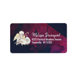 Angel Shepherd med Lambs Pastoral Adressetikett