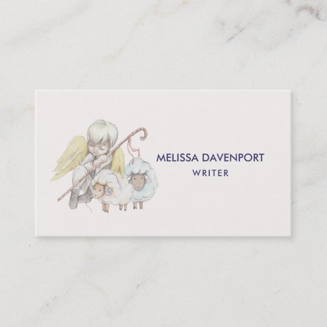 Angel Shepherd med Lambs Pastoral Visitkort (Framsida)