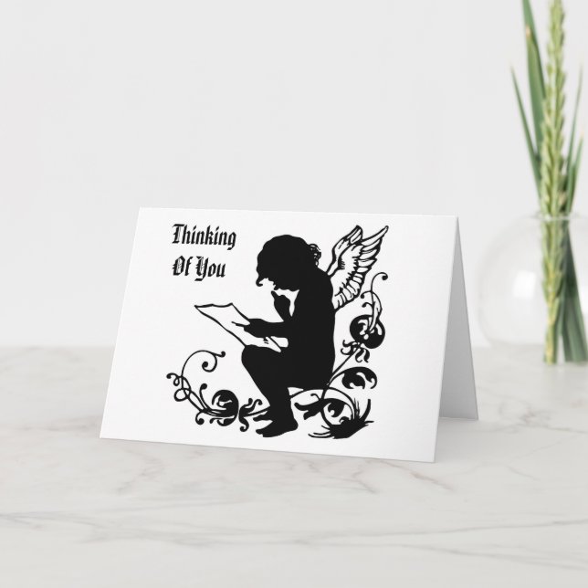 Angel Silhouette-läsande hälsningskort Kort (Framsida)