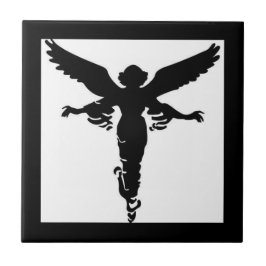 Angel Silhouette på den vita keramiska plattan Kakelplatta