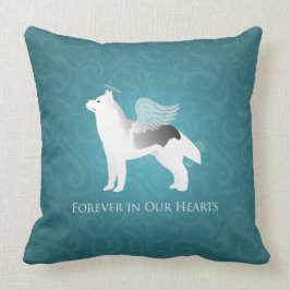 Angel Silver Siberian husky Hund Pet Memorial Kudde