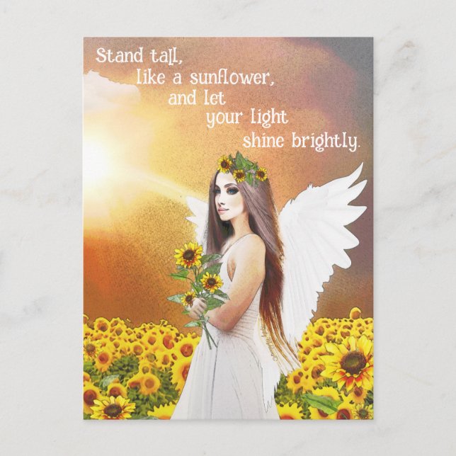 Angel Solrosstall Tall Quote Bevackra Art Vykort (Framsida)