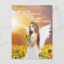 Angel Solrosstall Tall Quote Custom Name Art Vykort