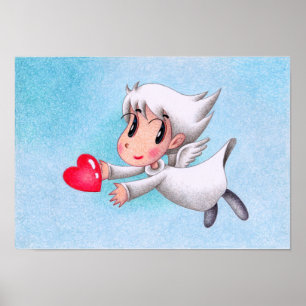 Ängel som bär hjärtan. poster