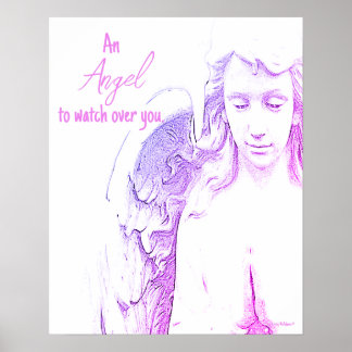 Angel som bevakar din Rosa Lila Vingar-citat Poster