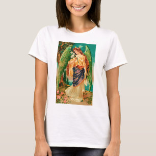 Angel som håller en blommigt gren tee shirt