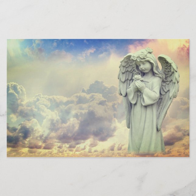 Angel som håller fast blomman brevpapper (Framsida)