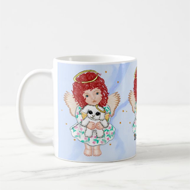 Ängel som håller hund kaffemugg (Vänster)