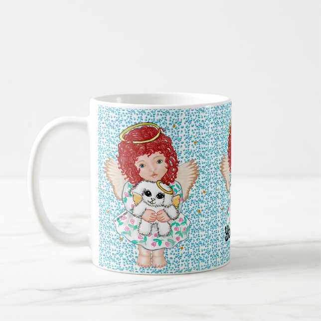 Ängel som håller hund kaffemugg (Vänster)