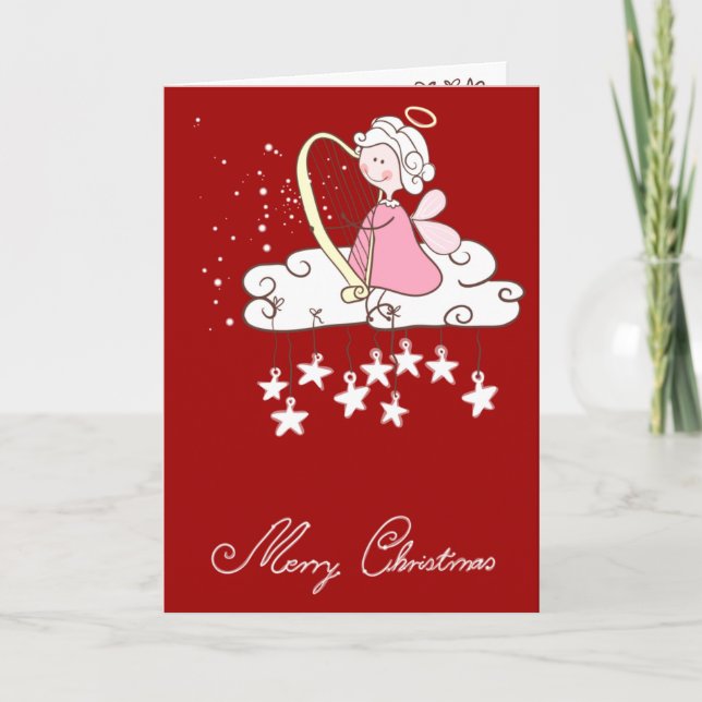 Ängel som leker harpan helgkort (Framsida)