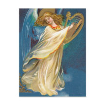 Ängel som leker musik på en harpa