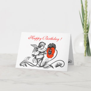 ANGEL SOM SMÄRTAR ETT RÖTT FLÖDE BIRTHDAY KORT