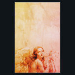 ANGEL SOM SPELAR LYRA ÖVER DEN ANGELA Orangen MOT  Brevpapper<br><div class="desc">Konstgjord och klassisk vattenfärgsmålning i vit sepia, brunt färg,  omformad från 1800-talets italienska bra art</div>