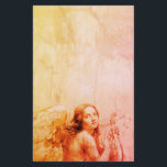 ANGEL SOM SPELAR LYRA ÖVER DEN ANGELA Orangen MOT  Brevpapper<br><div class="desc">Konstgjord och klassisk vattenfärgsmålning i vit sepia, brunt färg,  omformad från 1800-talets italienska bra art</div>
