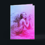 ANGEL SOM SPELAR LYRA ÖVER DEN BlåA Rosan NÄRA Helgkort<br><div class="desc">Elegant-,  konstnärlig och klassisk vattenfärgsmålning i vit sepia, brunt färg,  omformad från 18:e århundradets italienska bra art</div>