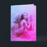 ANGEL SOM SPELAR LYRA ÖVER DEN BlåA Rosan NÄRA Helgkort<br><div class="desc">Elegant-,  konstnärlig och klassisk vattenfärgsmålning i vit sepia, brunt färg,  omformad från 18:e århundradets italienska bra art</div>