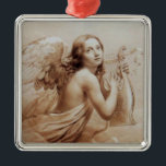 ANGEL SOM SPELAR LYRA ÖVER NÄRA.Brown<br><div class="desc">Konstgjord och klassisk vattenfärgsmålning i vit antika brunsepia färg,  omformad från 1800-talets italienska bra art</div>