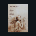 ANGEL SOM SPELAR LYRA ÖVER NÄRLDEN, Guld Metallic Visitkort<br><div class="desc">Elegant,  konstnärlig och klassisk vattenfärgsmålning i vit sepia, brunt färg,  omformad från 18:e århundradets italienska bra art .</div>