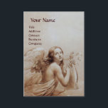ANGEL SOM SPELAR LYRA ÖVER NÄRLDEN, Guld Metallic Visitkort<br><div class="desc">Elegant,  konstnärlig och klassisk vattenfärgsmålning i vit sepia, brunt färg,  omformad från 18:e århundradets italienska bra art .</div>