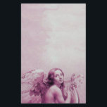 ANGEL SOM SPELAR LYRA ÖVER NEDLÄGGNINGARNA BREVPAPPER<br><div class="desc">Konstgjord och klassisk vattenfärgsmålning i vit antika rosa fuchsia färg,  omformad från 1800-talets italienska bra art</div>