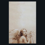 ANGEL SOM SPELAR LYRA ÖVER NEDLÄGGNINGARNA BREVPAPPER<br><div class="desc">Konstgjord och klassisk vattenfärgsmålning i vit sepia, brunt färg,  omformad från 1800-talets italienska bra art</div>