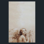 ANGEL SOM SPELAR LYRA ÖVER NEDLÄGGNINGARNA BREVPAPPER<br><div class="desc">Konstgjord och klassisk vattenfärgsmålning i vit sepia, brunt färg,  omformad från 1800-talets italienska bra art</div>