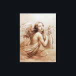 ANGEL SOM SPELAR LYRA ÖVER NEDLÄGGNINGARNA CANVASTRYCK<br><div class="desc">Konstgjord och klassisk vattenfärgsmålning i vit sepia, brunt färg,  omformad från 1800-talets italienska bra art</div>