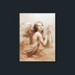 ANGEL SOM SPELAR LYRA ÖVER NEDLÄGGNINGARNA CANVASTRYCK<br><div class="desc">Konstgjord och klassisk vattenfärgsmålning i vit sepia, brunt färg,  omformad från 1800-talets italienska bra art</div>