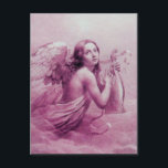 ANGEL SOM SPELAR LYRA ÖVER NEDLÄGGNINGARNA, DEN an Vykort<br><div class="desc">Elegant,  konstnärlig och klassisk vattenfärgsmålning i vit rosa färg,  omformad från 1800-talets italienska bra.</div>