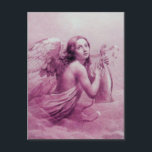 ANGEL SOM SPELAR LYRA ÖVER NEDLÄGGNINGARNA, DEN an Vykort<br><div class="desc">Elegant,  konstnärlig och klassisk vattenfärgsmålning i vit rosa färg,  omformad från 1800-talets italienska bra.</div>