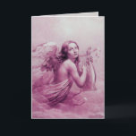 ANGEL SOM SPELAR LYRA ÖVER NEDLÄGGNINGARNA HELGKORT<br><div class="desc">Konstgjord och klassisk vattenfärgsmålning i vit antika rosa fuchsia färg,  omformad från 1800-talets italienska bra art</div>
