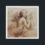 ANGEL SOM SPELAR LYRA ÖVER NEDLÄGGNINGARNA PAPPERSSERVETT<br><div class="desc">Konstgjord och klassisk vattenfärgsmålning i vit antika bruna fuchsia färg,  omformad från 1800-talets italienska bra art</div>