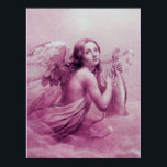 ANGEL SOM SPELAR LYRA ÖVER NEDLÄGGNINGARNA POSTER<br><div class="desc">Konstgjord och klassisk vattenfärgsmålning i vit antika rosa fuchsia färg,  omformad från 1800-talets italienska bra art</div>