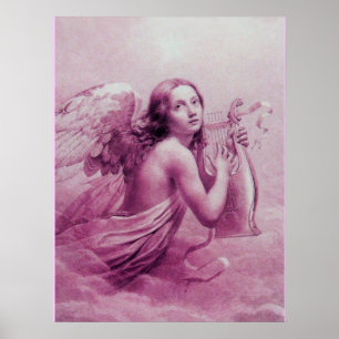 ANGEL SOM SPELAR LYRA ÖVER NEDLÄGGNINGARNA POSTER