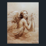 ANGEL SOM SPELAR LYRA ÖVER NEDLÄGGNINGARNA POSTER<br><div class="desc">Konstgjord och klassisk vattenfärgsmålning i vit sepia, brunt färg,  omformad från 1800-talets italienska bra art</div>