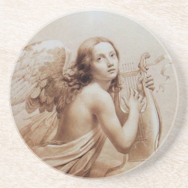 ANGEL SOM SPELAR LYRA ÖVER NEDLÄGGNINGARNA UNDERLÄGG SANDSTEN (Framsidan)