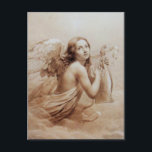 ANGEL SOM SPELAR LYRA ÖVER NEDLÄGGNINGARNA VYKORT<br><div class="desc">Elegant,  konstnärlig och klassisk vattenfärgsmålning i vit sepia, brunt färg som har vidareutvecklats från 18:e århundradets italienska bra art.</div>