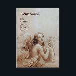 ANGEL SOM SPELAR LYRA ÖVER NORMERNA, Eggshell Visitkort<br><div class="desc">Elegant,  konstnärlig och klassisk vattenfärgsmålning i vit sepia, brunt färg,  omformad från 18:e århundradets italienska bra art .</div>