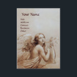 ANGEL SOM SPELAR LYRA ÖVER NORMERNA, Eggshell Visitkort<br><div class="desc">Elegant,  konstnärlig och klassisk vattenfärgsmålning i vit sepia, brunt färg,  omformad från 18:e århundradets italienska bra art .</div>