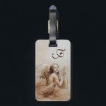 ANGEL SOM SPELAR LYRA ÖVER NORMÖRJA BAGAGEBRICKA<br><div class="desc">Elegantens utformning med vibrerande 3D-röd ruby-gem-sten. Konstgjord och klassisk vattenfärgsmålning i vit sepia, brunt färg,  som har vidareutvecklats från 1800-talets italienska bra art.</div>