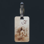 ANGEL SOM SPELAR LYRA ÖVER NORMÖRJA BAGAGEBRICKA<br><div class="desc">Elegantens utformning med vibrerande 3D-röd ruby-gem-sten. Konstgjord och klassisk vattenfärgsmålning i vit sepia, brunt färg,  som har vidareutvecklats från 1800-talets italienska bra art.</div>