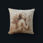 ANGEL SOM SPELAR LYRA ÖVER NORMÖRJA KUDDE<br><div class="desc">Konstgjord och klassisk vattenfärgsmålning i vit sepiabaserad brun färg,  som har vidareutvecklats från 1800-talets italienska bra art.</div>