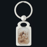 ANGEL SOM SPELAR LYRA ÖVER NORMÖRJA REKTANGULÄRT SILVERFÄRGAD NYCKELRING<br><div class="desc">Konstgjord och klassisk vattenfärgsmålning i vit sepia, brunt färg,  omformad från 1800-talets italienska bra art</div>