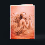 ANGEL SOM SPELAR LYRA ÖVER RÖDHJUREN HELGKORT<br><div class="desc">Elegant-,  konstnärlig och klassisk vattenfärgsmålning i vit sepia, brunt färg,  omformad från 18:e århundradets italienska bra art</div>