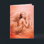 ANGEL SOM SPELAR LYRA ÖVER RÖDHJUREN HELGKORT<br><div class="desc">Elegant-,  konstnärlig och klassisk vattenfärgsmålning i vit sepia, brunt färg,  omformad från 18:e århundradets italienska bra art</div>