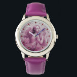 ANGEL SOM SPELAR LYRA ÖVER Rosans Lila Armbandsur<br><div class="desc">Elegantens utformning med vibrerande 3D-rosa lila amethyst-gem-sten. Konstgjord och klassisk vattenfärgsmålning i vit rosa färg,  som har omarbetats från 1800-talets italienska bra art.</div>