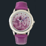 ANGEL SOM SPELAR LYRA ÖVER Rosans Lila Armbandsur<br><div class="desc">Elegantens utformning med vibrerande 3D-rosa lila amethyst-gem-sten. Konstgjord och klassisk vattenfärgsmålning i vit rosa färg,  som har omarbetats från 1800-talets italienska bra art.</div>