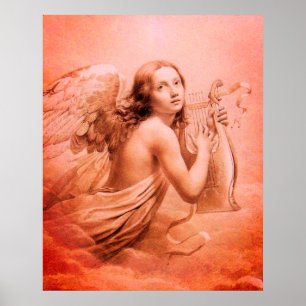 ANGEL SOM SPELAR LYRA ÖVER RUNDA BREDAN. POSTER