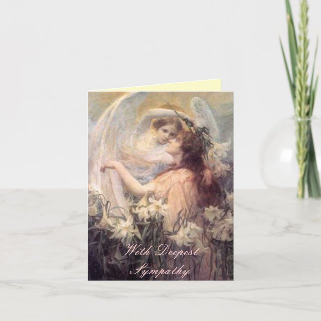 Angel som tar Lily Sympathy Card Kort (Framsida)