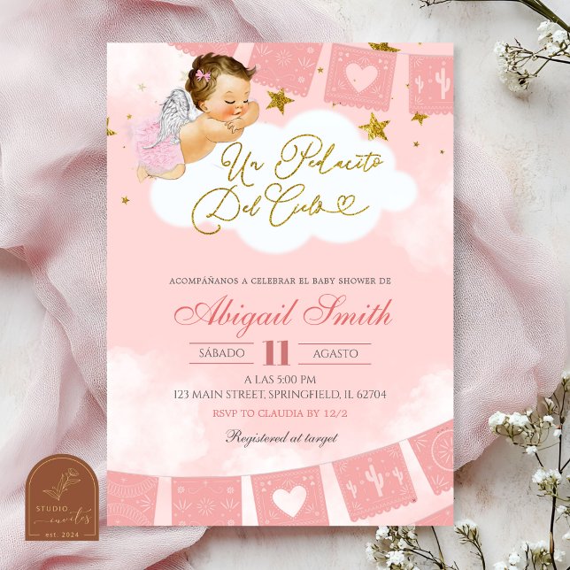 ängel spansk himmelbit mexikansk baby shower inbjudningar (Skapare uppladdad)